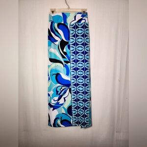 Boston Proper 🧶Vibrant Blue and Black Patterned Maxi Skirt Sz. XS